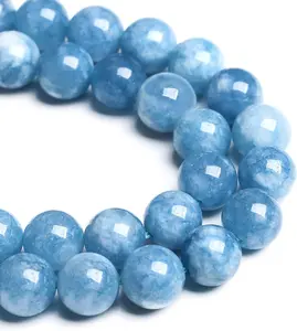 6MM 60PCS Blue Aquamarine Jade Loose Beads for Jewelry Making DIY Bracelet