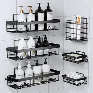 6 Pack Shower Caddy Adhesive Shower Organizer Bathroom Shower Shelves, Wall Shelf for Inside Shower Storage No Drilling Multifunctional Rack Black Bathroom Shelves Basket No Drilling Holding Shampoo Soap Rustproof Stainless Steel,   2025 Dealsforyoudays