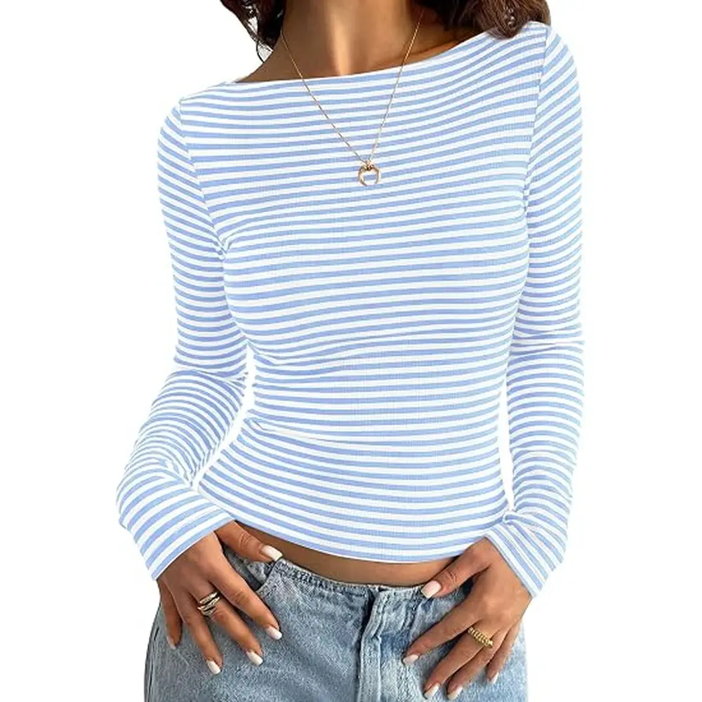 Striped Light Blue White