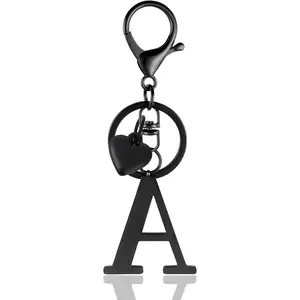 Metal Heart Alphabet Keychain for Women, Girls - Cute Initial Letter Accessories for Purse, Bag Charms and Backpack