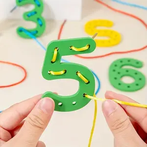 Kindergarten large bead number and letter threading toy for boys and girls, fine motor desktop game, interactive decoration for ages 3 to 6
