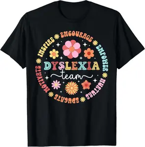 Dyslexia Team Dyslexia Teacher Crew Dyslexia Therapist Squad Casual Short Sleeve Cotton T-Shirt