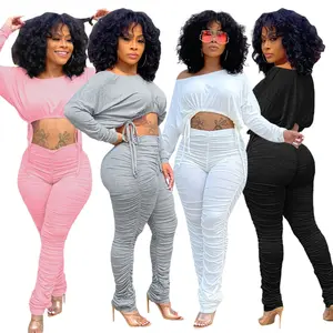 Two Piece Set Women Two Piece Outfits 2 Piece Sets Women Outfit Tracksuit Club Outfits for Female Winter Clothes Stacked Pants 2 piece sets women leg pant warm set