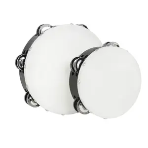 Orff 6 Inch & 8 Inch Dual Row Sheepskin Hand Drum Set (2 Pieces), Wooden Percussion Instrument for Music Education