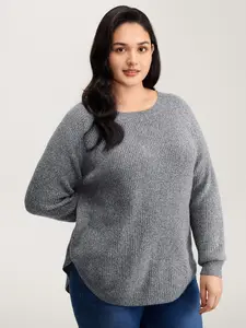BloomChic Lady's Basic Oversized Dark Gray Knitting Garment - Back Bow Split Back Longsleeves Pullover, Women's Loose-Fitting Spandex Knitwear with Medium Stretch, Casual Autumn Top Knit Outfits Knit Turtle Neck Swimweek