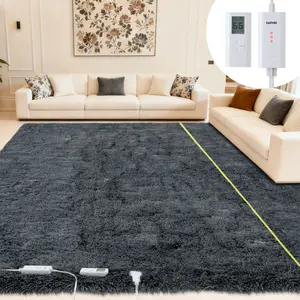Garvee 5x7 Ft Electric Heated Area Rug With Smart Wireless RF Remote And LCD Display 6 Heat Levels Non Slip Heating Mat Safe For Kids And Pets