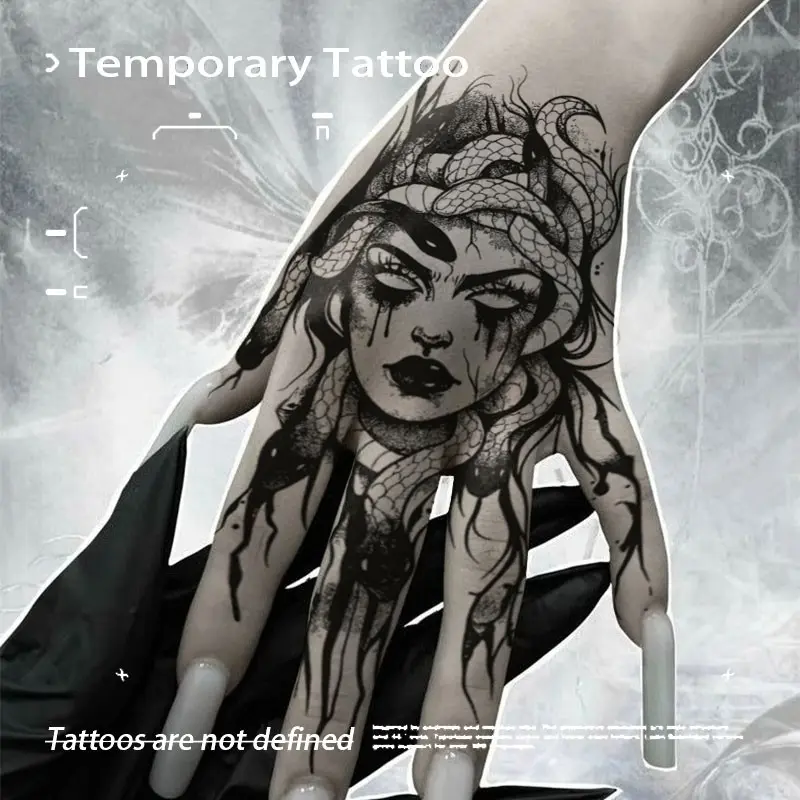 1pc Sexy Medusa Herb Juice Tattoo Stickers for Arms, Waterproof Temporary Fake Tattoos, Waterproof and Long-Lasting Body Art for Men and Women, Stylish New Design