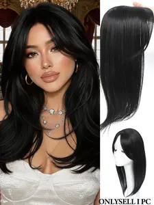 18 Inch Hair Topper for Women, Thinning Hair Solution, 6.5"x6.5" Large Base, Clip In, Bangs, Lightweight, Easy Wear, Synthetic Hairpiece, Hair Wig