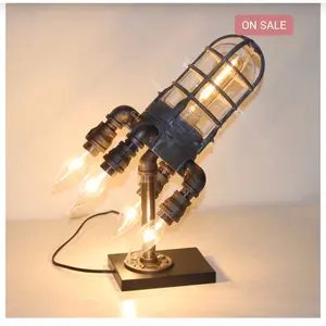 Vintage Steampunk Rocket Night Light with LED