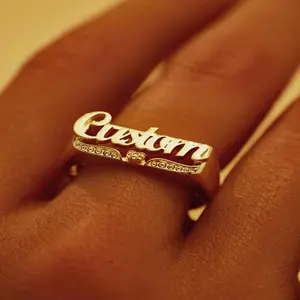 Customized steel For For Simplistic English metal Gift Perfect Valentine's Friends Luxury graceful band Moms Dads. Halloween Name Gift Christmas Perfect Lovers Day Gift Adjustab