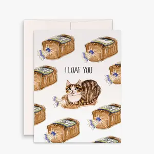 I Loaf You Cat Love Husband Anniversary Card - Cat Valentines Card For Boyfriend