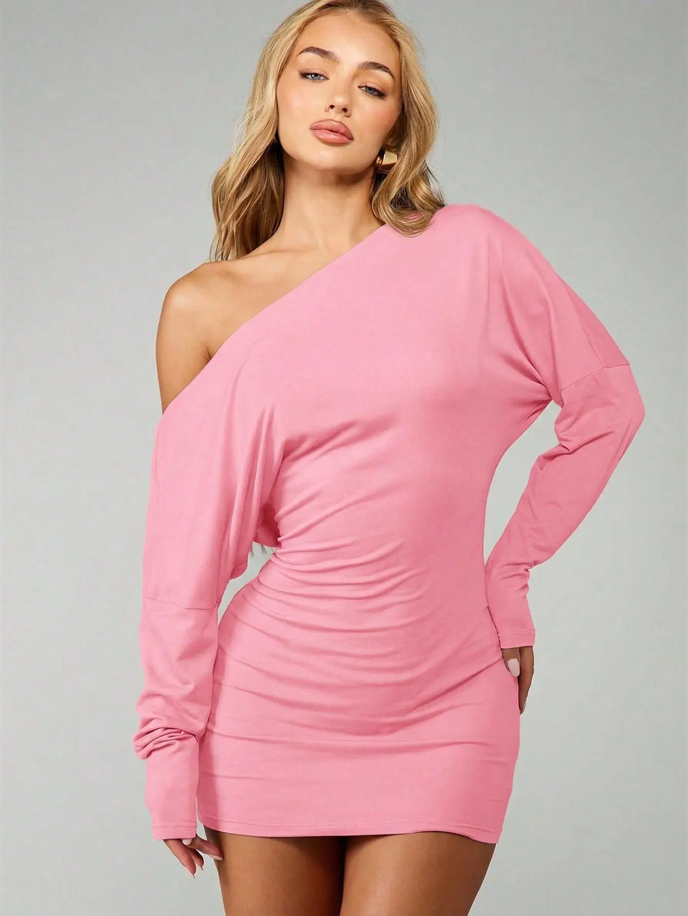 MISSGUIDED Off Shoulder Asymmetric Mini Dress With Ruched Detail - TikTok  Shop