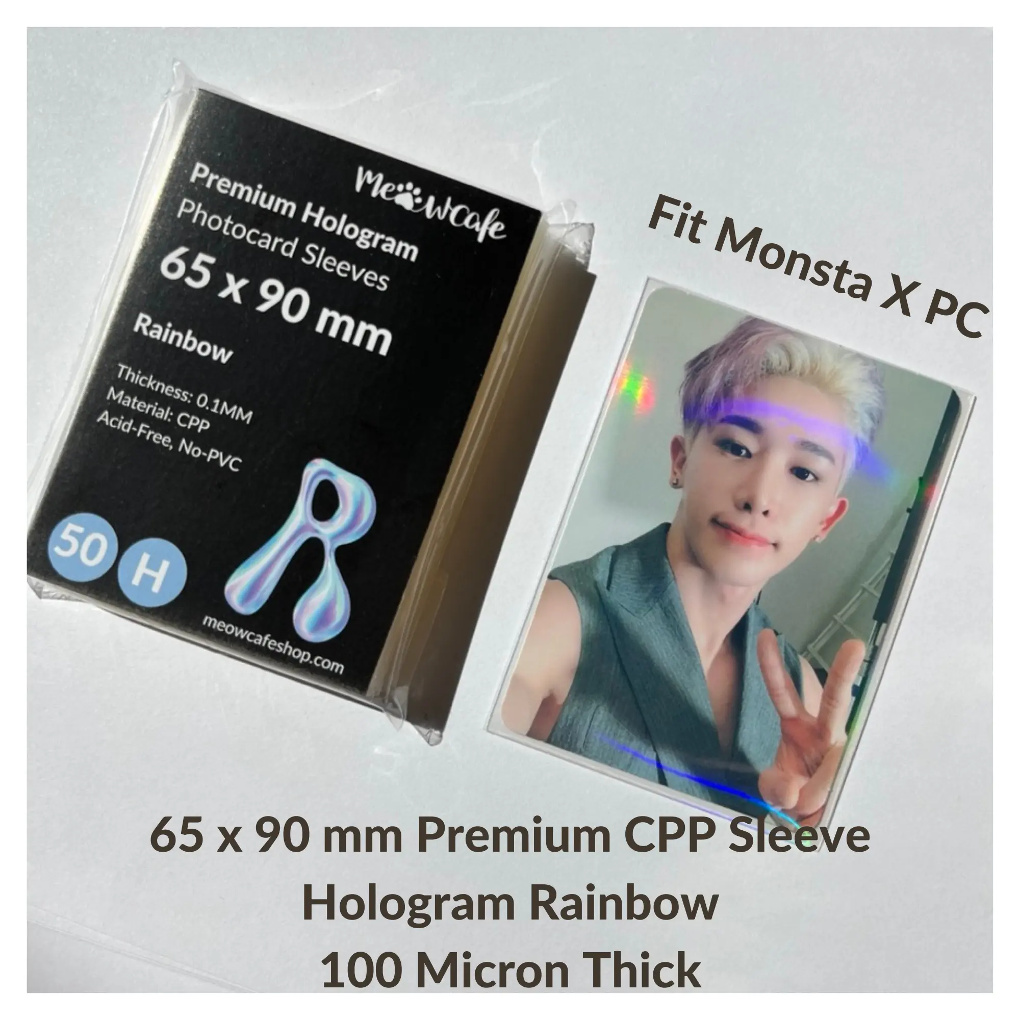 Meowcafe Premium Holographic CPP Photocard Sleeve - [Hologram Rainbow] (57x88mm, 61x91mm, 65x90mm, 73x103mm, 104x153mm)