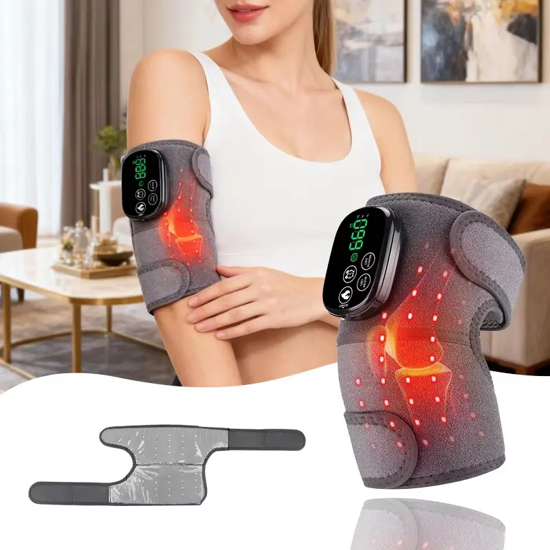 Rechargeable LED Adjustable Elbow Pad Shoulder Strap Knee Heating Massager, USB Rechargeable Massagers, 3 Vibration Modes, 3 Heat Levels, 5000mah, Lithium Battery, New