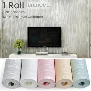 Self-Stick Simple Line Pattern Thick Non-Woven Wallpaper Roll, Decorative Wallpaper, DIY Tear-And-Stick, Easy Cutting, Moisture-Proof, Living Room Bedroom Decor