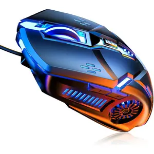 SQ-MUW002 Silent Click Mouse, Gaming Mouse Wired, 6 Button,4 DPI Upto 3200 DPI, RGB Lights, Compatibility for PC/Laptop/Mac, Wired Mouse Used for Games and Office (Black(Silent Click))