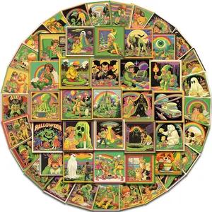 Vintage Cartoon Skull Comic Style Sticker, 50pcs Retro Style Decorative Sticker, DIY Decals for Water Bottle, Laptop, Phone Case, Scrapbooking, Journal Making