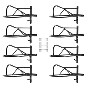 VEVOR Matt Steel Wall Mount Saddle Rack Organiser, 8-Pack (27.3x16.3x12.5in) with Pad Bar, Easy-Installation Portable Stand for Equestrian English & Western Saddle Tack Storage, Black