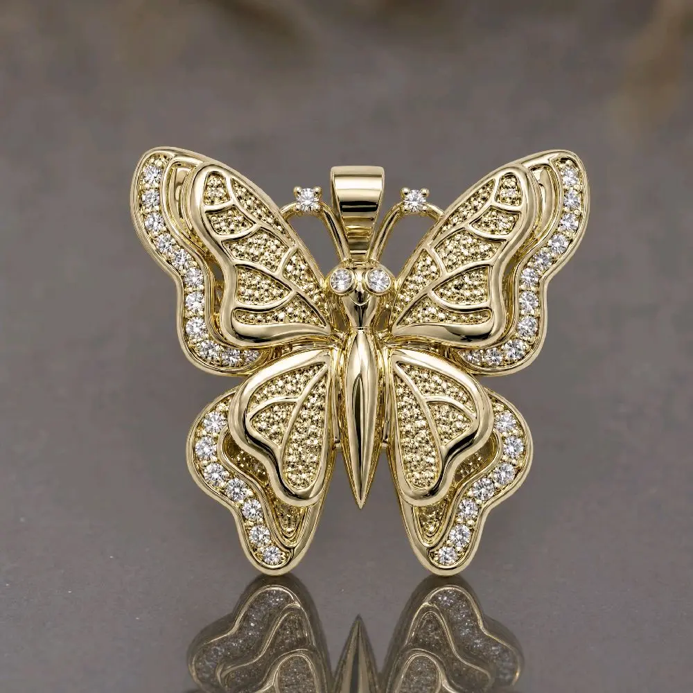 dije de mariposa laminada en oro de 14k