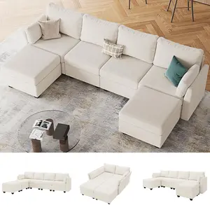【4 Packages】114.17" Modular Sectional Sofa, 6 Seat Modular Couch with Storage, Memory Foam, Convertible Sectional Couches for Living Room, U Shaped Comfy Modular Sofa with Chaise