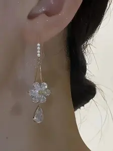 Elegant Dangle Earrings with Sparkling Teardrop Accents, Perfect for Parties and Daily Wear, Ideal Birthday Gift for Women