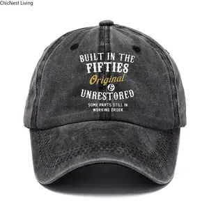 Vintage Washed Cotton Printed Dad Hat for Men, Retro Distressed Soft Top Baseball Cap, Lightweight Breathable Sun Protection Hat, Stylish Casual Design Perfect for Daily Outdoor Activities & Streetwear