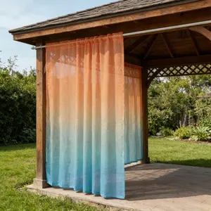 2pc Modern Gradient Semi-Transparent Sheer Curtains, Outdoor Pavilion Decor, Multiple Gradient Colors, Stylish and Functional Window Treatments