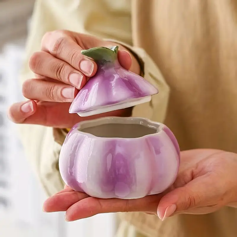 Garlic Ceramic Jars & Canister for Decorative Home Decor, Decoration, Versatile Storage & Organizer, Stylish Ashtray Design, Perfect for Living Room Aesthetic