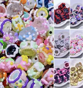 Kawaii Cream Painted Bead Charms Set - Cute Cake & Flower Beads for Y2K Phone Chain & Bracelet DIY - Aesthetic Craft Supplies for Girls
