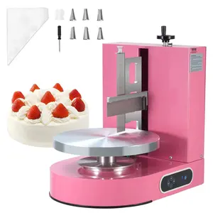 VEVOR Cake Decorating Machine, TikTokShopBlackFriday, Cake Cream Spreading Coating Smearing Machine, Low Noise Cake Frosting Machine, Turntable with Adjustable Scraper, for 4" to 12" Cake, 25-320RPM Rotating Speed, Pink