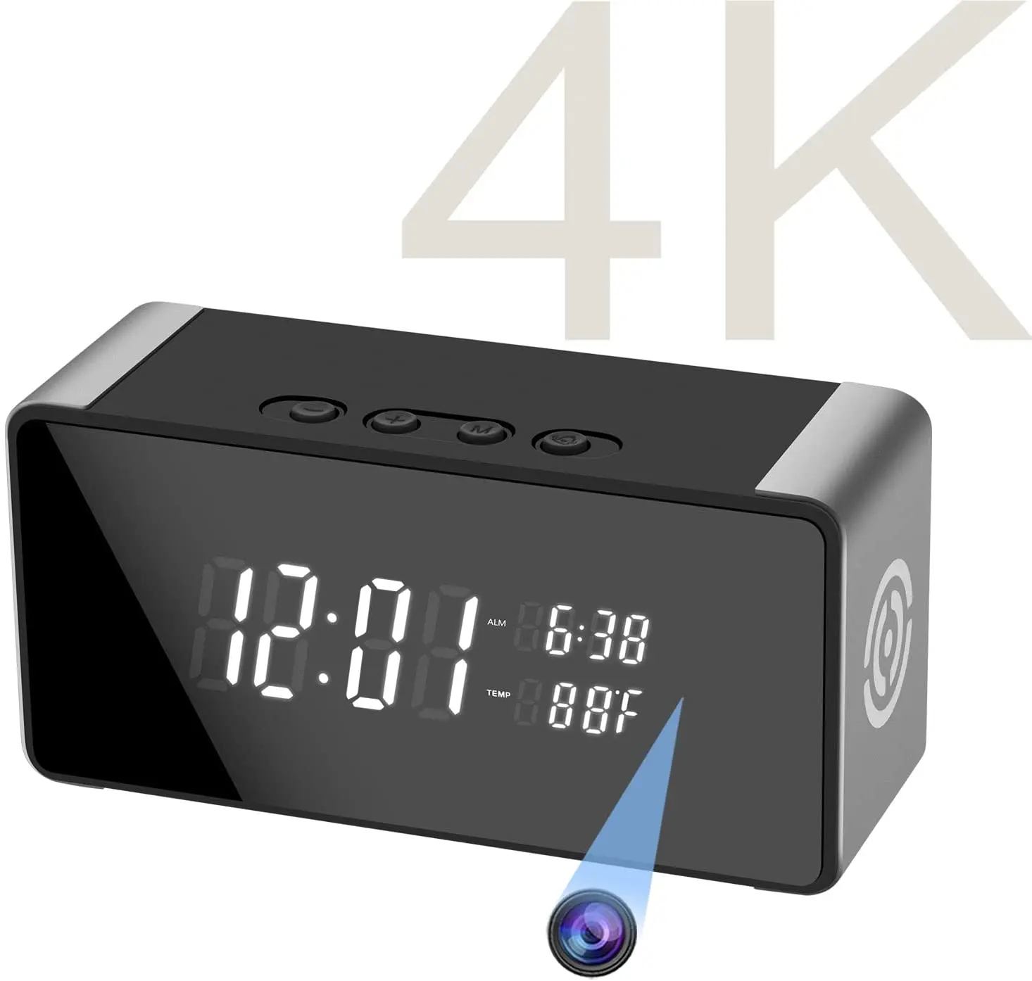 Wi-Fi Alarm Clock Spy Camera — 4K Video, Motion Detection