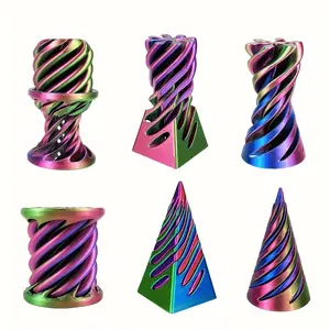 Impossible Pyramid Statue Set, Halloween & Christmas Decorations, Unique Cone Sculptures, Festive Home Ornament, 3pcs