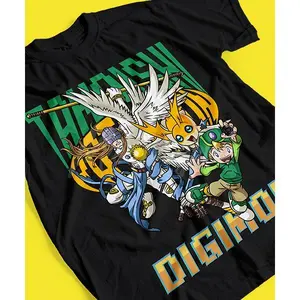 Digimon T-Shirt Featuring Takashi and Patamon Transforming into Angemon