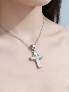 Boho Vintage Imitated Opal Cross Pendant Necklace, X-Shaped Gemstone Craft, Perfect Gift for Anniversaries, Holidays, Birthdays