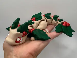 3D Printed Mistletoe Dragon – Articulated Holiday Dragon