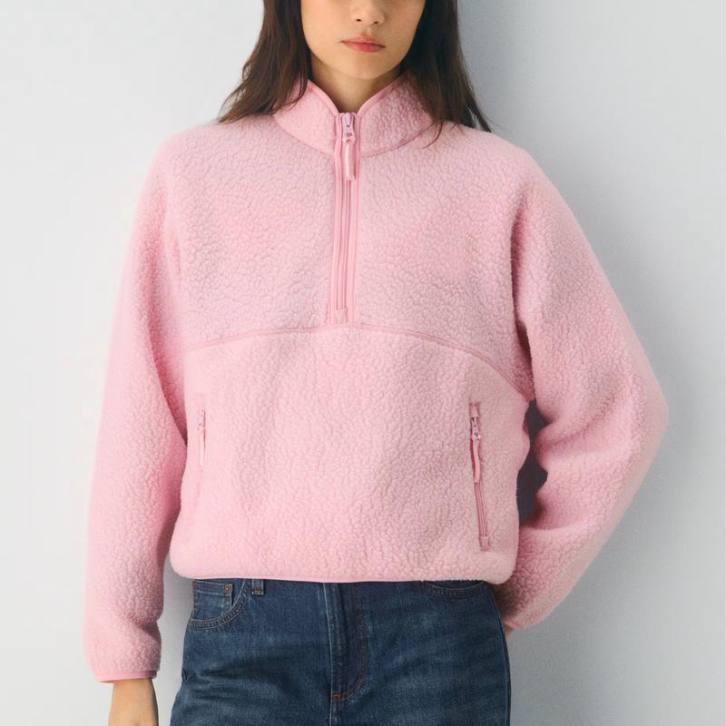 Hixiaohe Womens Sweatshirts Cropped Half Zip Fuzzy Warm Sherpa Pullover Varsity Jackets with Zipper Pockets TikTokShopBlackFriday Hixiaohe Womens Sweatshirts Cropped Half Zip Fuzzy Warm Sherpa Pullover Varsity Jackets with Zipper Pockets TikTokShopBlackFriday