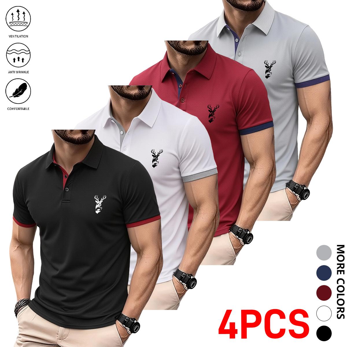 Set of 4 men’s gifts: durable, comfortable, stylish tops for sports enthusiasts | Comfortable all seasons | Suitable for business casual and office wear—men’s choice: men’s shirts | Men’s short-sleeve polo shirts,back to school,back to school shopping