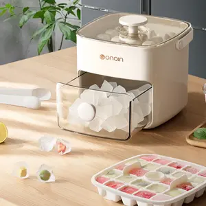 Portable Quick-Freeze Ice Cube Mold 48-Capacity Double-Layer Tray for Coolers Camping & Drinks Durable Food-Grade Plastic with Storage Bin Outdoor Collapsible Silicone Tongs Included