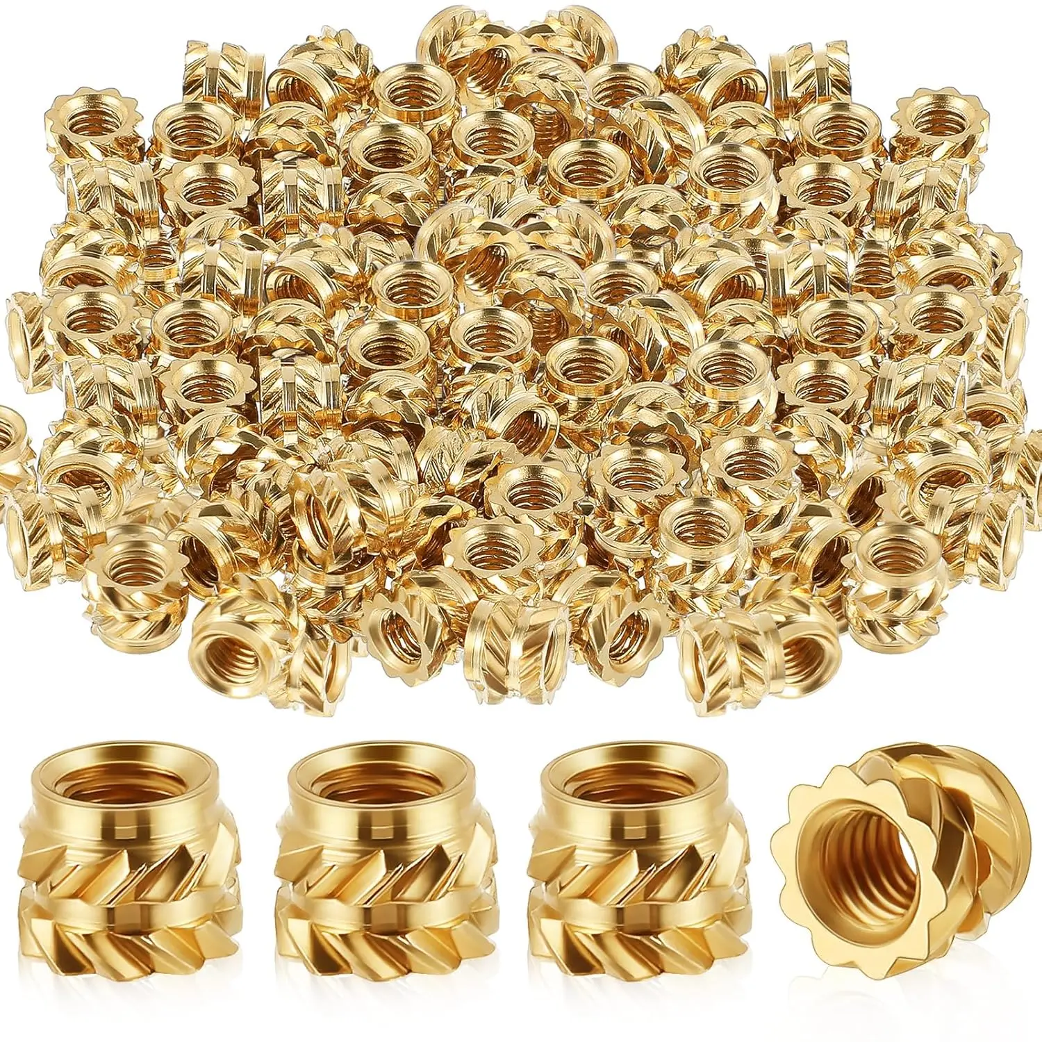 300 count M3 Heat Inserts M3 x D5 x L4 Brass Threaded Inserts 3D Printing Knurled Metric Nuts for Plastic, 3D Printing Components