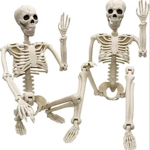 Halloween Skeleton Decorations, 2-Pack 36-Inch Realistic Creepy Plastic Skeletons with Full Body Moving Joints, Perfect for Yard & Garden Party Props
