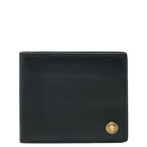 Pre-owned VERSACE Calfskin Small Leather Goods Medusa Biggie Bifold Wallet Leather Wallet