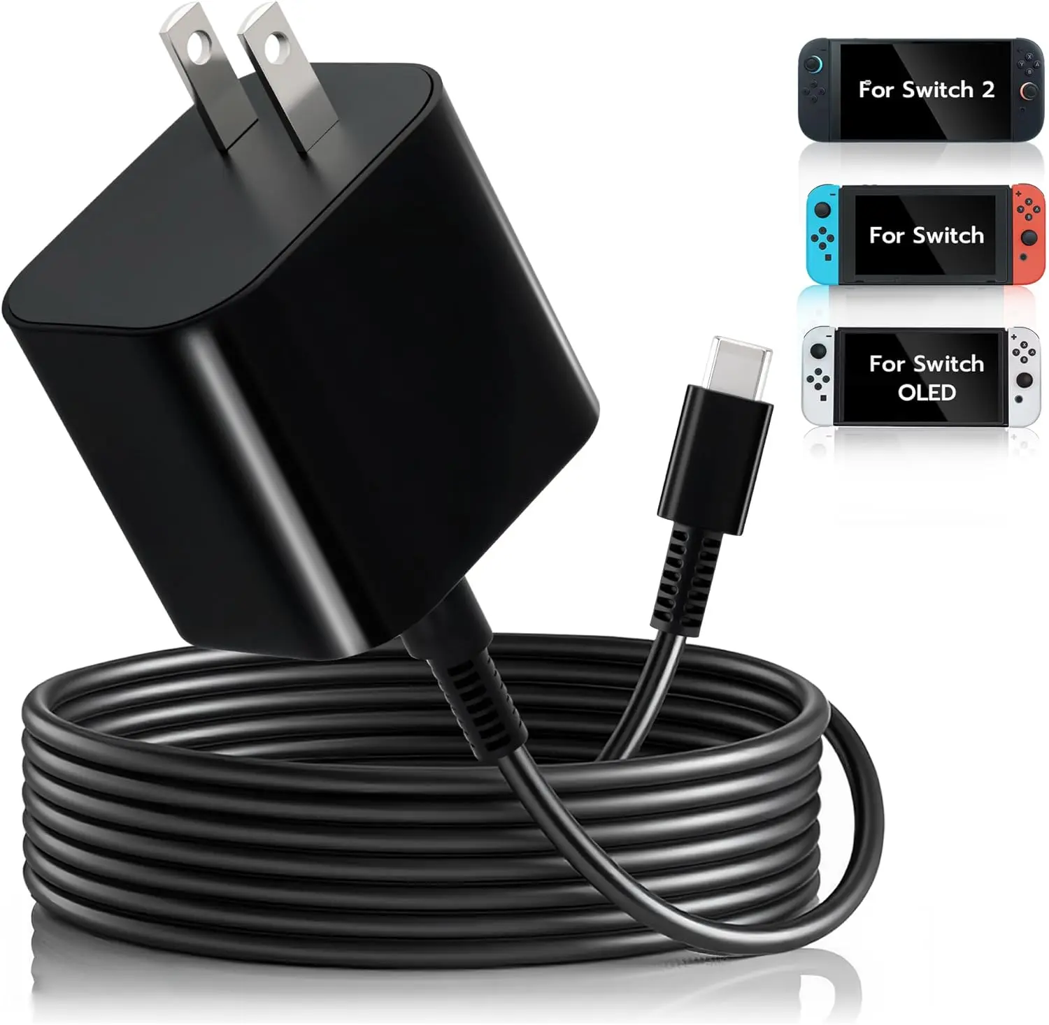 Mcbazel 60W Power Supply Charger AC Adapter for Nintendo Switch 2 - US Plug