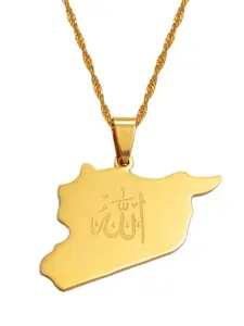 1pc Syria Map With Allah Pendant Necklaces for Women Girls Syrians Jewelry