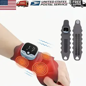 Heated Hand & Wrist Massager, Wireless Electric Massage Strap, Adjustable Strap, Pain Relief & Stress Relief, Soothing Wrist Therapy, 3–5 Modes, 3 Heat Levels, 9 Strength Settings, Portable Hand Care Gift for Men & Women