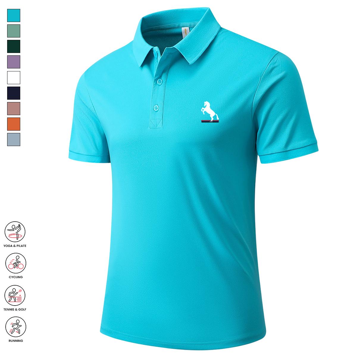 Men’s 7-Pack Summer Polo Shirts - Breathable, Sweat-Absorbing, Conservative, Front-Placket, Preppy, Short-Sleeve, Solid-Color, Regular-Fit Casual Sporty Apparel for Outdoor Activities, Everyday Wear, Conservative Polo Shirts, Front-Placket Polo Shirts