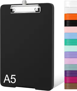 Small Clipboard with Storage, A5 Organization Box with Pen Holder, Plastic Clipboard with Low Profile Clip for , Teachers, Lawers, Black