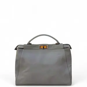 Pre-owned FENDI Leather tote bags Peekaboo Iconic Large Calfskin Light Grey (0511m4)