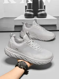 Dxsole Men's Wide-Width Running Shoes Thick Sole Bounce Cushion Comfortable Long Wear Breathable Mesh Sports Shoes, All Seasons
