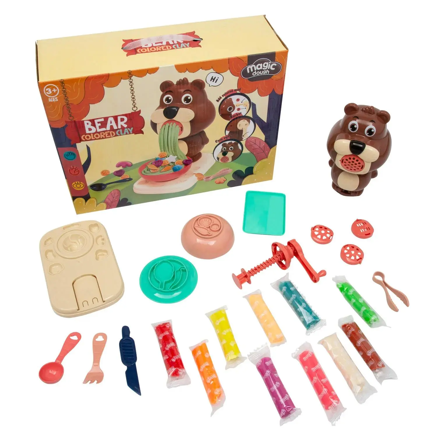 Fun Express Plastic Bear Modeling Clay Dough Kit, 10 1/4" x 13 1/2" - 25 Piece