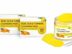 2 Pack Kojic Acid & Turmeric Facial Cleansing Pads – Dark Spots Remover, Acne Treatment, Lemon Exfoliating Pads for Skin Brightening, Deep Pore Cleansing & Smooth Radiant Skin